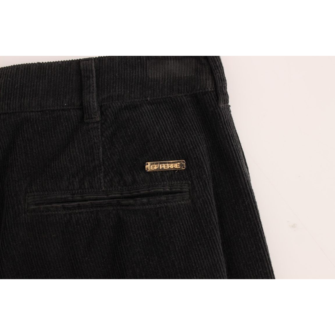 GF Ferre Elegant Black Cotton Corduroy Pants Jeans & Pants black-corduroy-cotton-straight-fit-pants 53278-black-corduroy-cotton-straight-fit-pants-5.jpg