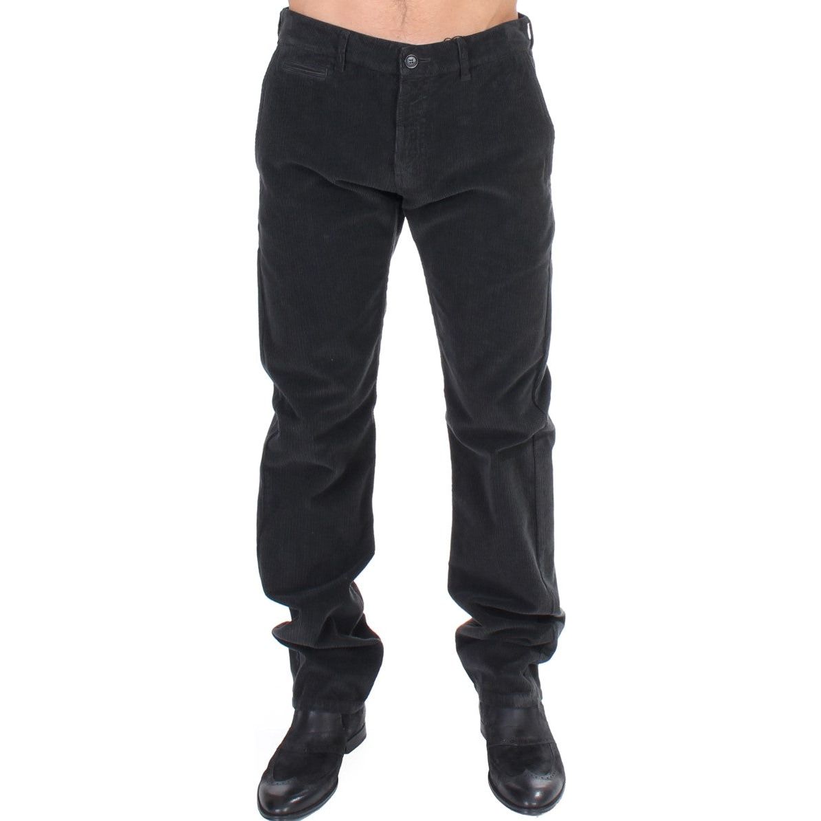 GF Ferre Elegant Black Cotton Corduroy Pants black-corduroy-cotton-straight-fit-pants Jeans & Pants 53278-black-corduroy-cotton-straight-fit-pants.jpg