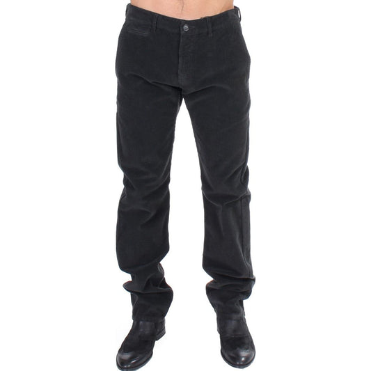 GF Ferre Elegant Black Cotton Corduroy Pants Jeans & Pants black-corduroy-cotton-straight-fit-pants