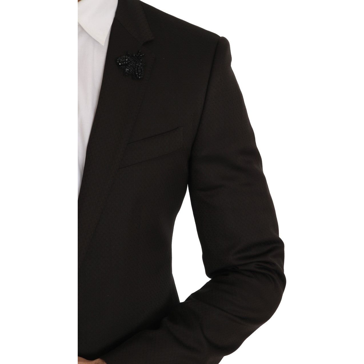 Dolce & Gabbana Elegant Brown Jacquard Martini Suit brown-wool-crystal-bee-slim-fit-martini Suit 537008-brown-wool-crystal-bee-slim-fit-martini-2.jpg