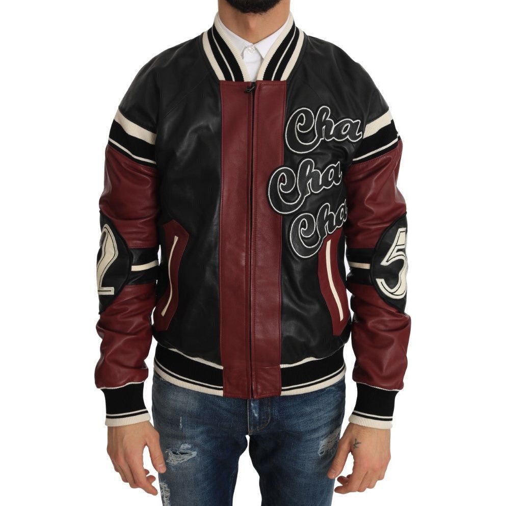 Dolce & Gabbana Exquisite Sheepskin Leather Bomber Jacket MAN COATS & JACKETS leather-club-lounge-black-red-jacket