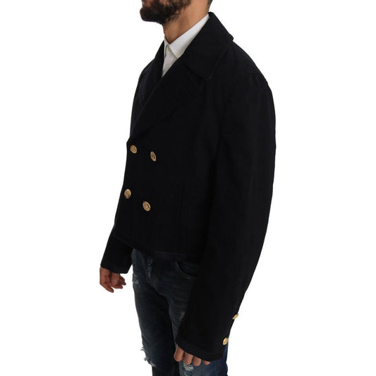 Dolce & Gabbana Elegant Dark Blue Trench Coat Jacket trench-blue-cotton-stretch-jacket-coat