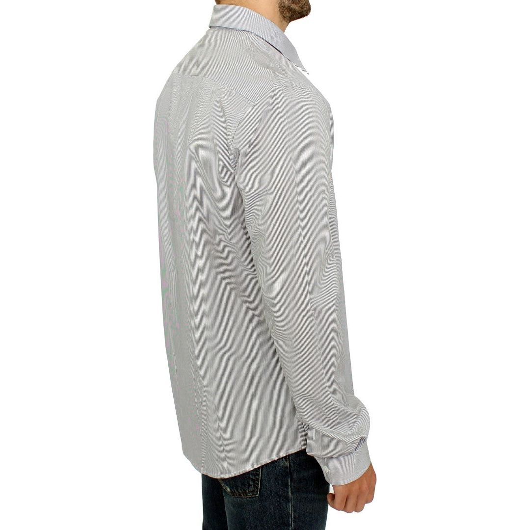 GF Ferre Chic Gray Striped Cotton Casual Shirt gray-striped-cotton-casual-shirt