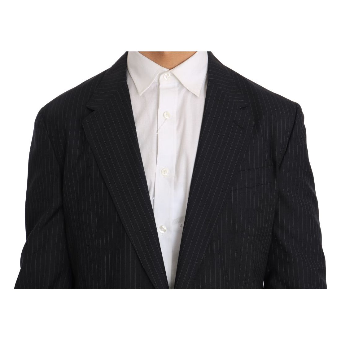 Dolce & Gabbana Elegant Slim Fit Striped Wool Silk Blazer gray-striped-wool-jacket-coat-slim-blazer