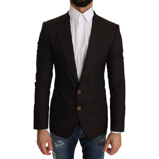 Dolce & Gabbana Sleek Slim Brown Virgin Wool Blazer Jacket brown-wool-sicilia-jacket-coat-blazer