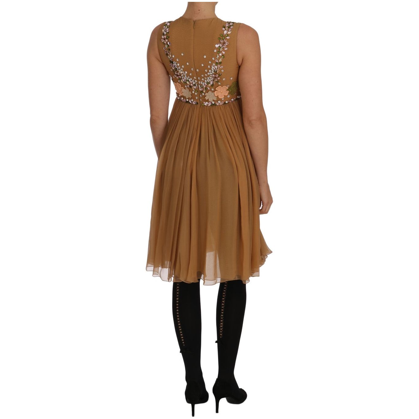 Dolce & Gabbana Exquisite Gold Silk A-line Dress crystal-silk-gold-a-line-gown-dress 541846-crystal-silk-gold-a-line-gown-dress-1.jpg