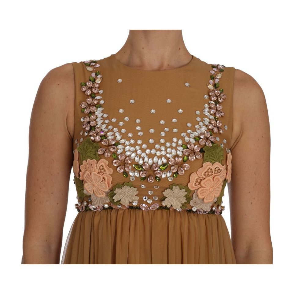 Dolce & Gabbana Exquisite Gold Silk A-line Dress crystal-silk-gold-a-line-gown-dress 541846-crystal-silk-gold-a-line-gown-dress-2.jpg