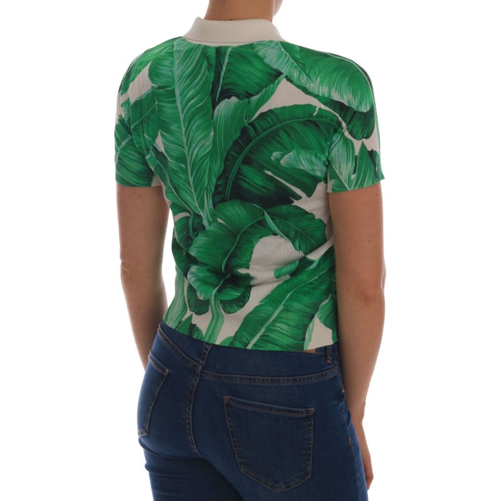 Dolce & Gabbana Elegant Silk Polo Top with Banana Leaf Motif green-banana-leaf-polo-t-shirt 541995-green-banana-leaf-polo-t-shirt-1.jpg
