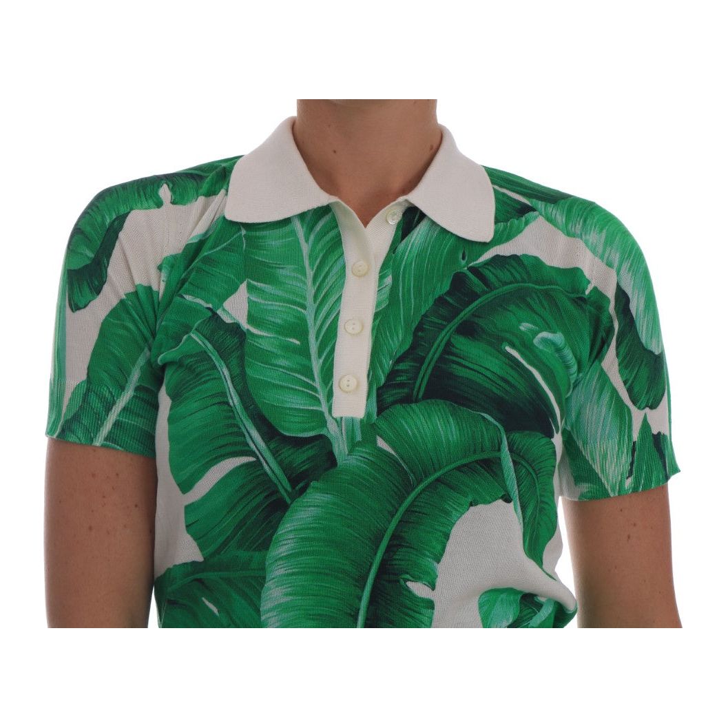 Dolce & Gabbana Elegant Silk Polo Top with Banana Leaf Motif green-banana-leaf-polo-t-shirt 541995-green-banana-leaf-polo-t-shirt-2.jpg