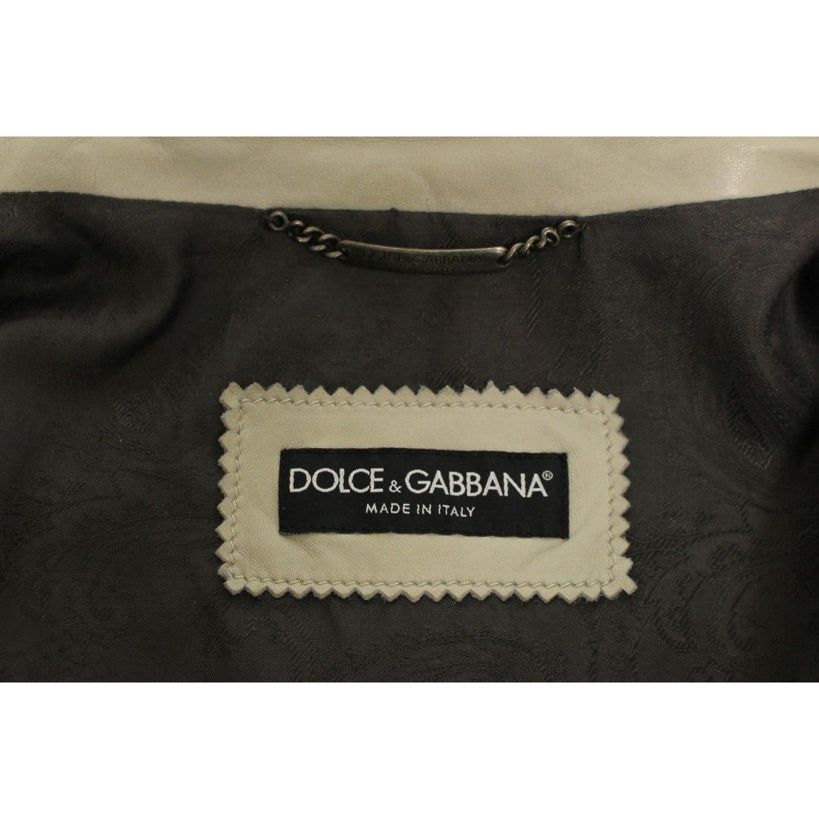 Dolce & Gabbana Elegant Beige Leather Lambskin Jacket beige-leather-jacket-biker-coat Coats & Jackets