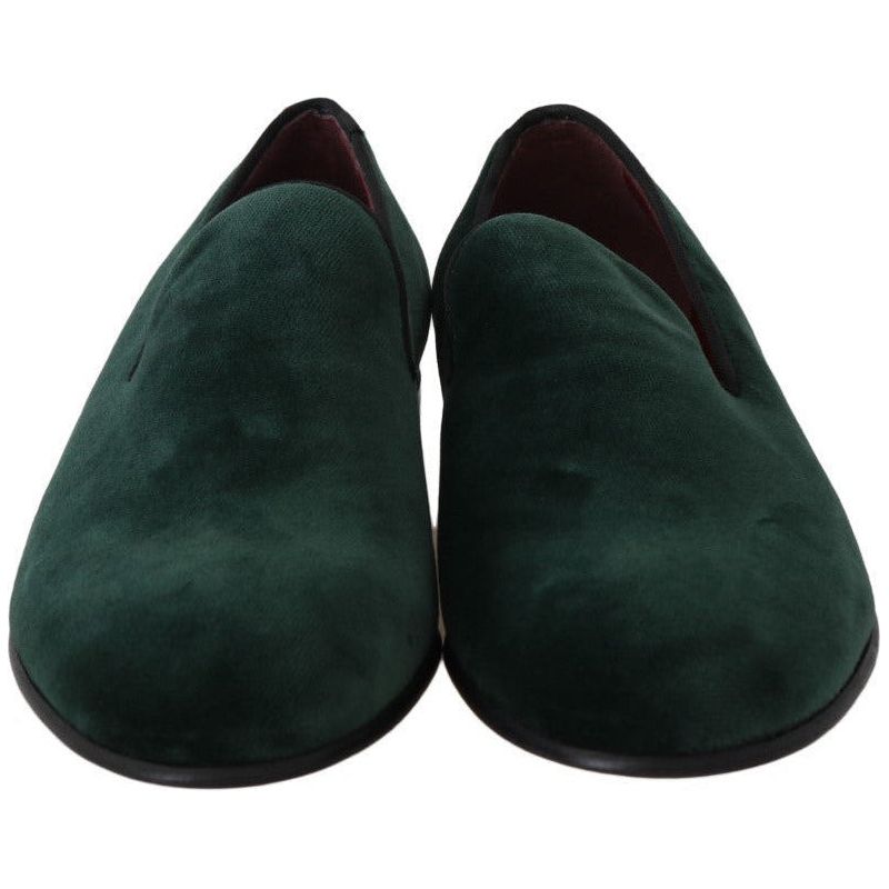 Dolce & Gabbana Elegant Green Suede Slip-On Loafers green-suede-leather-slippers-loafers 550450-green-suede-leather-slippers-loafers-2_5cb6b39b-d975-4ad1-990f-decf12e182b2.jpg