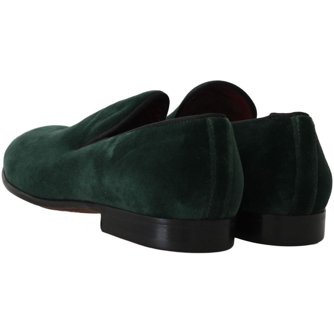 Dolce & Gabbana Elegant Green Suede Slip-On Loafers green-suede-leather-slippers-loafers