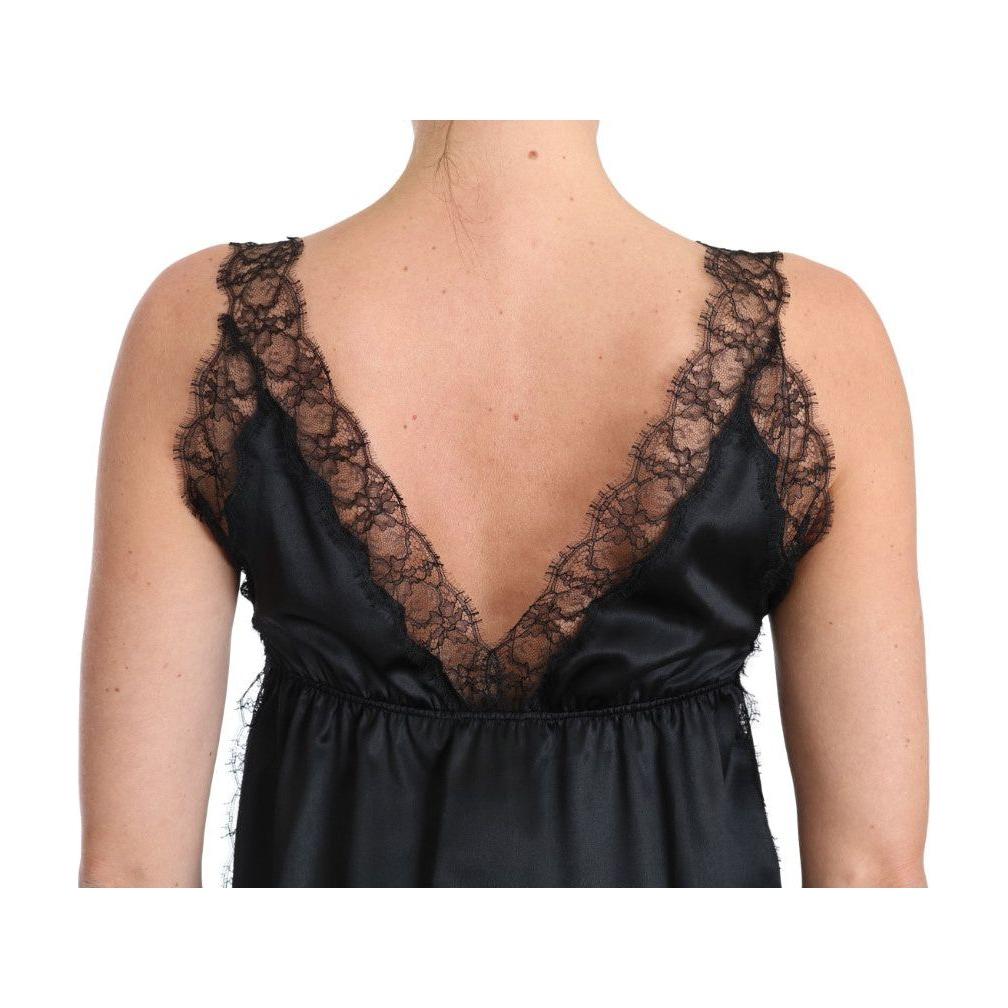 Dolce & Gabbana Sultry Silk Blend Lingerie Top in Black lingerie-cami-black-lace-silk-stretch