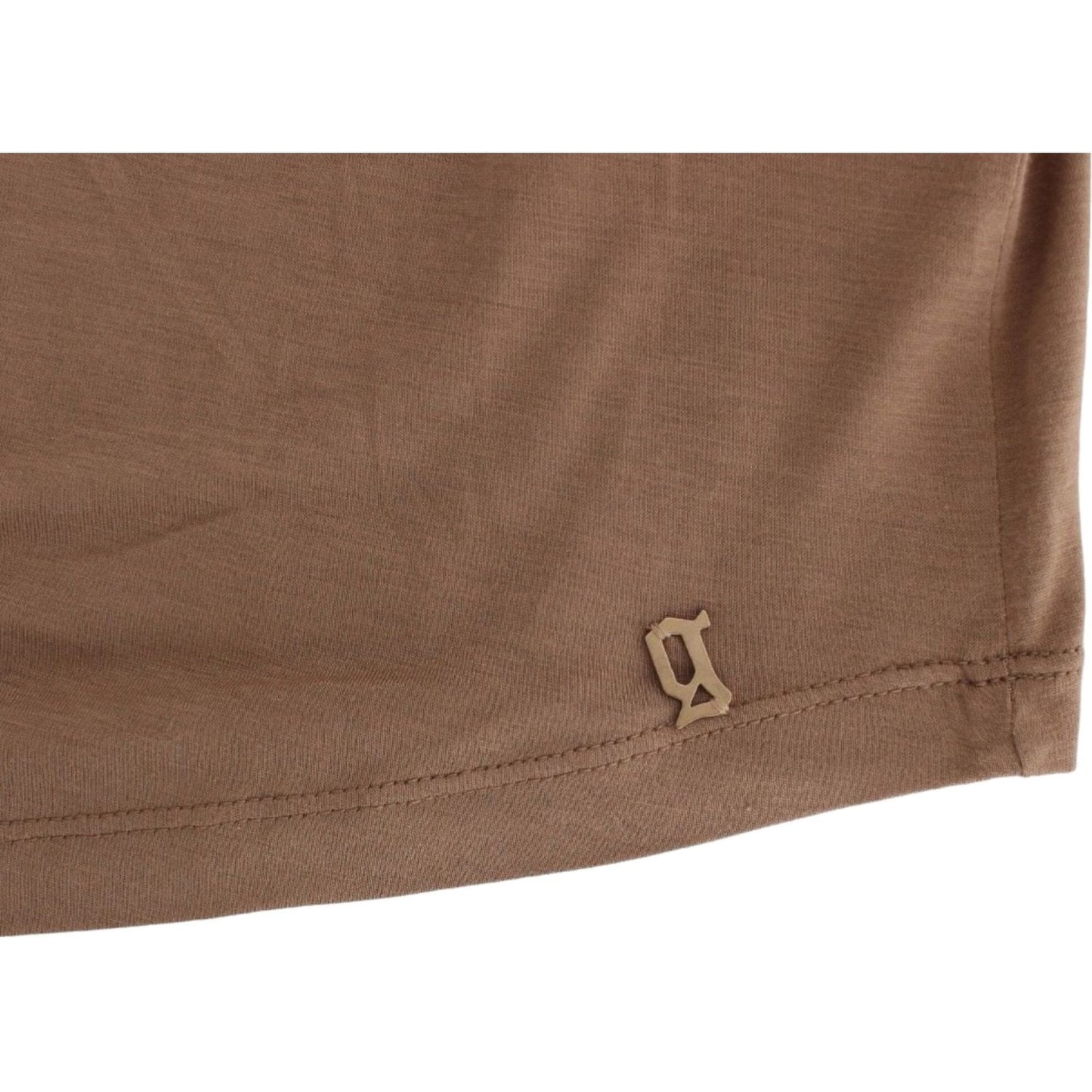 John Galliano Elegant Short-Sleeved Brown Rayon Top brown-shortsleeved-top 5554-brown-shortsleeved-top-6-scaled-19d43c50-5cb.jpg