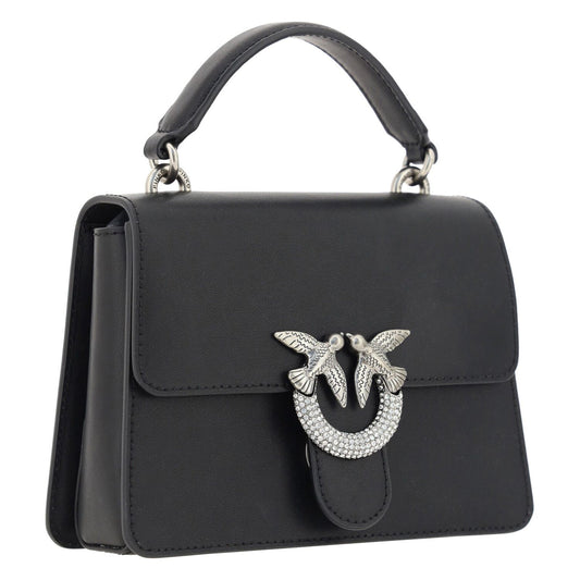 PINKO Elegant Black Calfskin Shoulder Handbag black-calf-leather-love-one-classic-handbag
