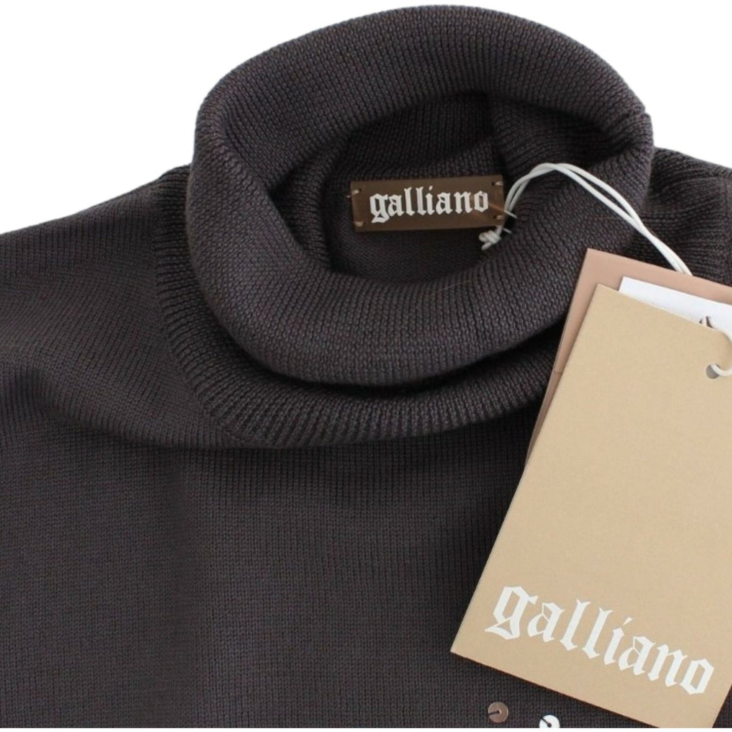John Galliano Elegant Virgin Wool Turtleneck Sweater brown-turtleneck-cotton-sweater
