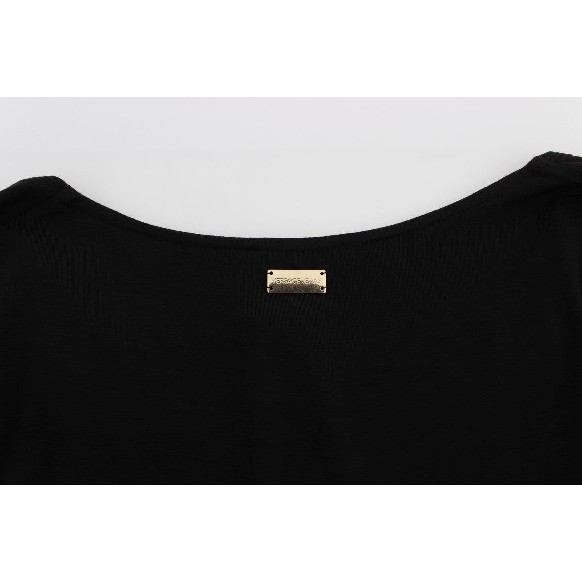 Versace Jeans Elegant V-Neck Black Viscose Blend Sweater black-stretch-longsleeve-sweater Sweater