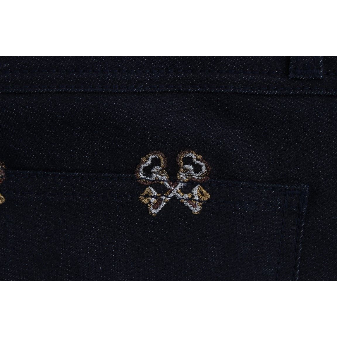 Dolce & Gabbana Elegant Embroidered Slim Fit Denim Jeans blue-key-embroidered-slim-fit-kate-jeans