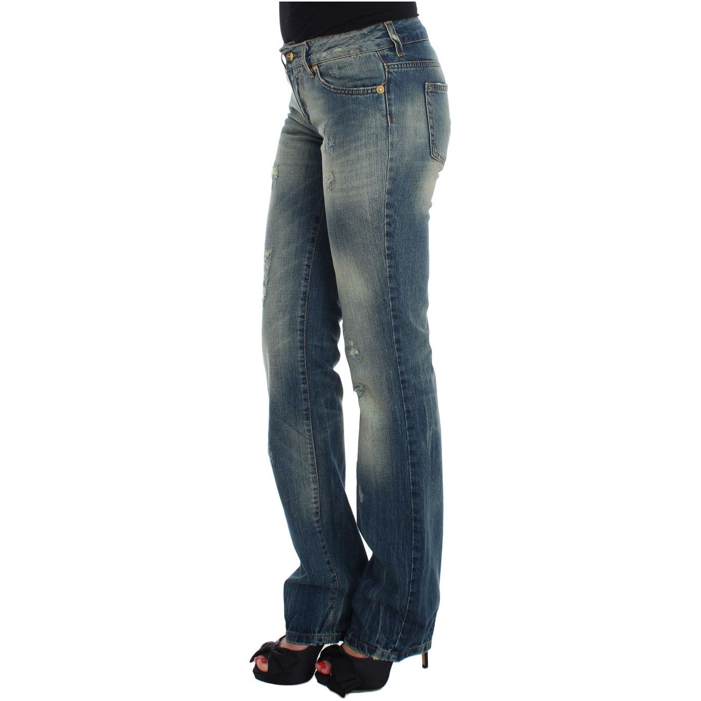Cavalli Sleek Flair Leg Low Waist Denim blue-cotton-low-waist-jeans Jeans & Pants 60751-blue-cotton-low-waist-jeans-1.jpg