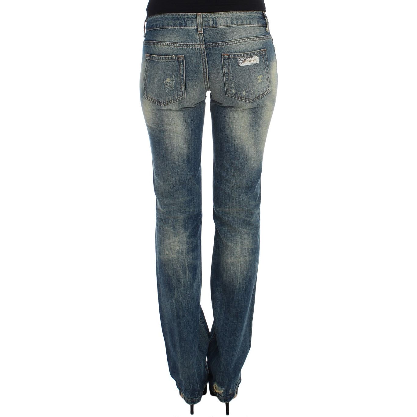 Cavalli Sleek Flair Leg Low Waist Denim blue-cotton-low-waist-jeans Jeans & Pants 60751-blue-cotton-low-waist-jeans-2.jpg