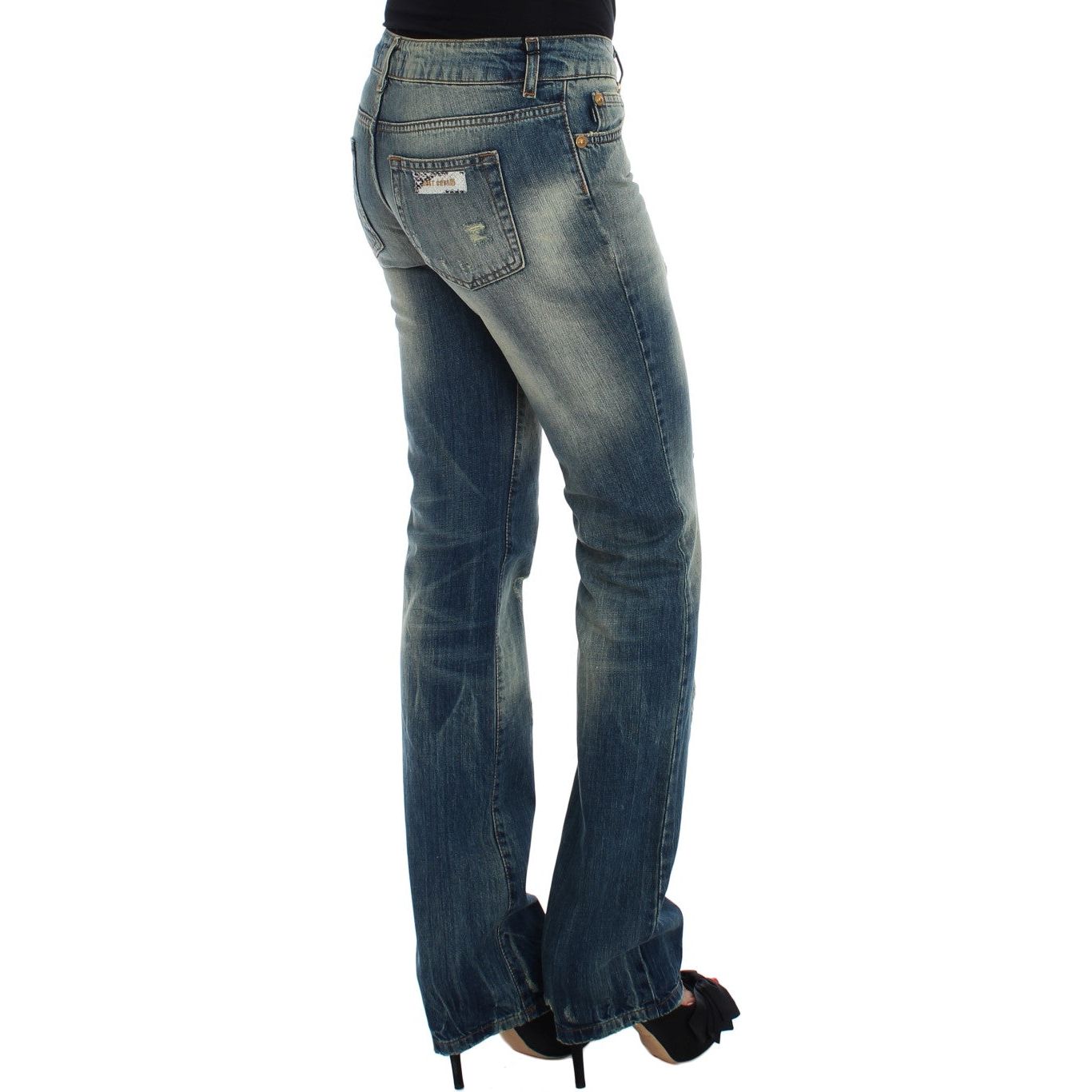 Cavalli Sleek Flair Leg Low Waist Denim blue-cotton-low-waist-jeans Jeans & Pants 60751-blue-cotton-low-waist-jeans-3.jpg
