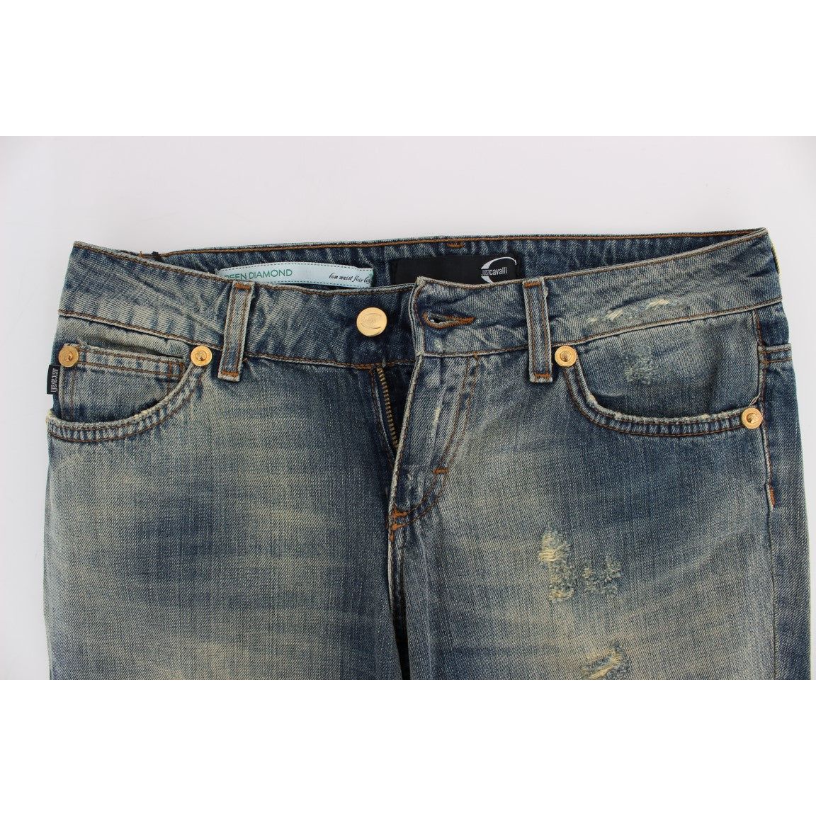 Cavalli Sleek Flair Leg Low Waist Denim blue-cotton-low-waist-jeans Jeans & Pants 60751-blue-cotton-low-waist-jeans-4.jpg