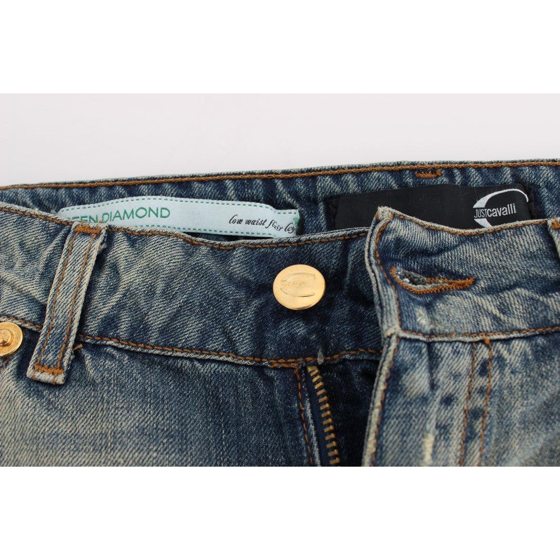 Cavalli Sleek Flair Leg Low Waist Denim blue-cotton-low-waist-jeans Jeans & Pants 60751-blue-cotton-low-waist-jeans-5.jpg