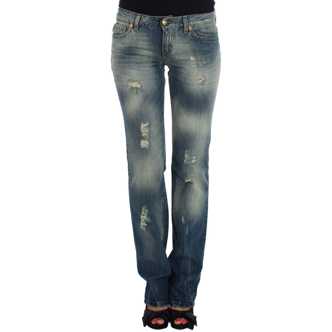 Cavalli Sleek Flair Leg Low Waist Denim blue-cotton-low-waist-jeans Jeans & Pants 60751-blue-cotton-low-waist-jeans.jpg