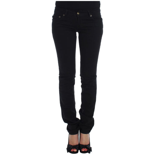 Cavalli Chic Slim Skinny Black Jeans Jeans & Pants black-cotton-stretch-slim-skinny-fit-jeans