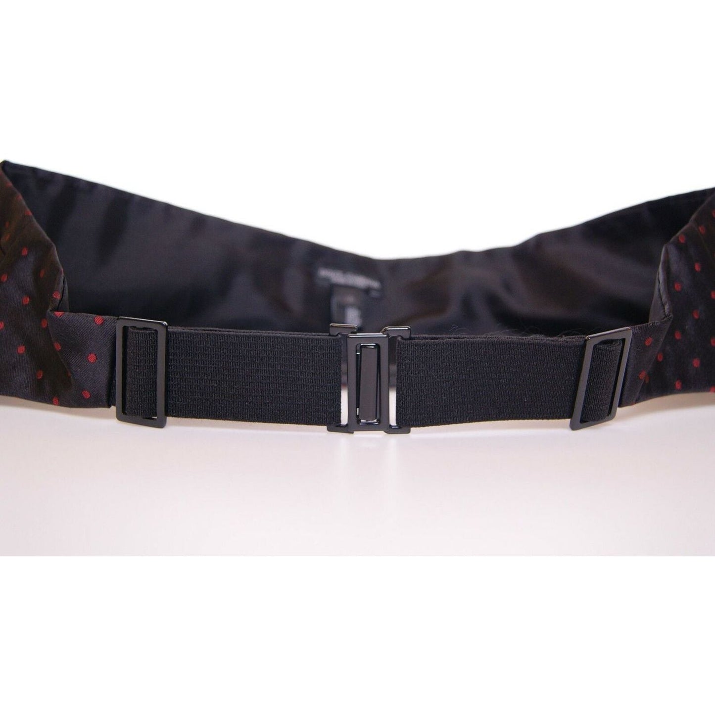 Dolce & Gabbana Elegant Silk Black Cummerbund with Red Polka Dots black-waist-tuxedo-smoking-belt-cummerbund