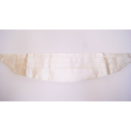 Dolce & Gabbana Elegant White Silk Cummerbund white-waist-tuxedo-smoking-belt-cummerbund 61-3-5f38dd0d-d2c.jpg