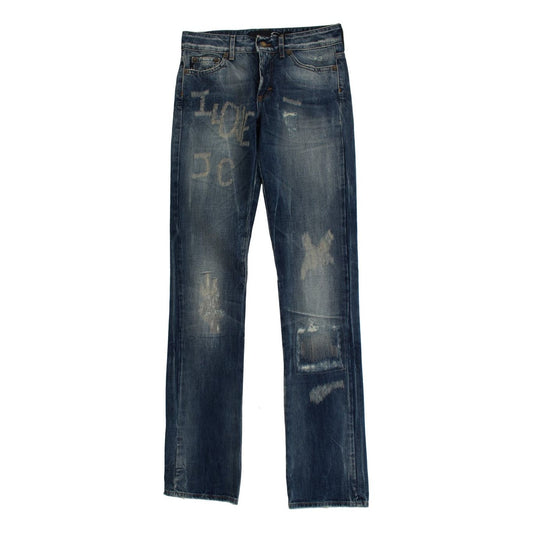 Cavalli Elegant Flare Fit Blue Denim Jeans blue-wash-torn-cotton-straight-fit-jeans 61008-blue-wash-torn-cotton-straight-fit-jeans-2.jpg
