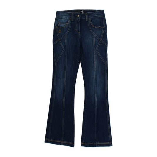 Cavalli Elegant Flare Leg Low Waist Denim blue-cotton-stretch-low-waist-jeans