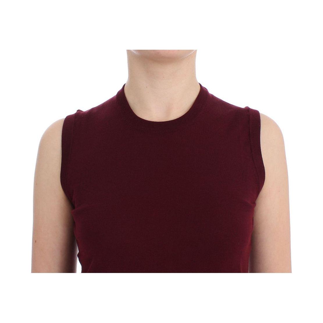 Dolce & Gabbana Elegant Red Wool Sleeveless Pullover Vest red-sleeveless-crewneck-vest-pullover
