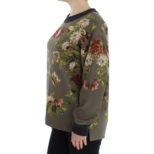 Dolce & Gabbana Enchanted Sicily Silk Crewneck Blouse green-key-floral-print-silk-sweater 61800-green-key-floral-print-silk-sweater-1.jpg