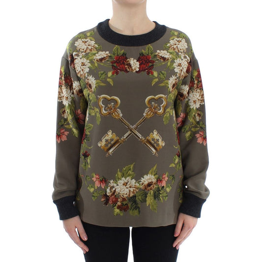 Dolce & Gabbana Enchanted Sicily Silk Crewneck Blouse green-key-floral-print-silk-sweater 61800-green-key-floral-print-silk-sweater.jpg