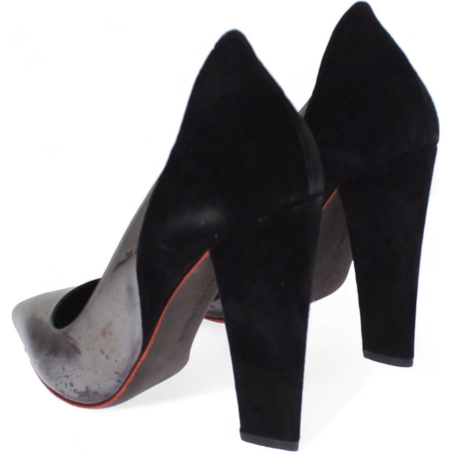 Cédric Charlier Chic Metallic Gray Leather Pumps gray-black-leather-suede-heels-pumps-shoes
