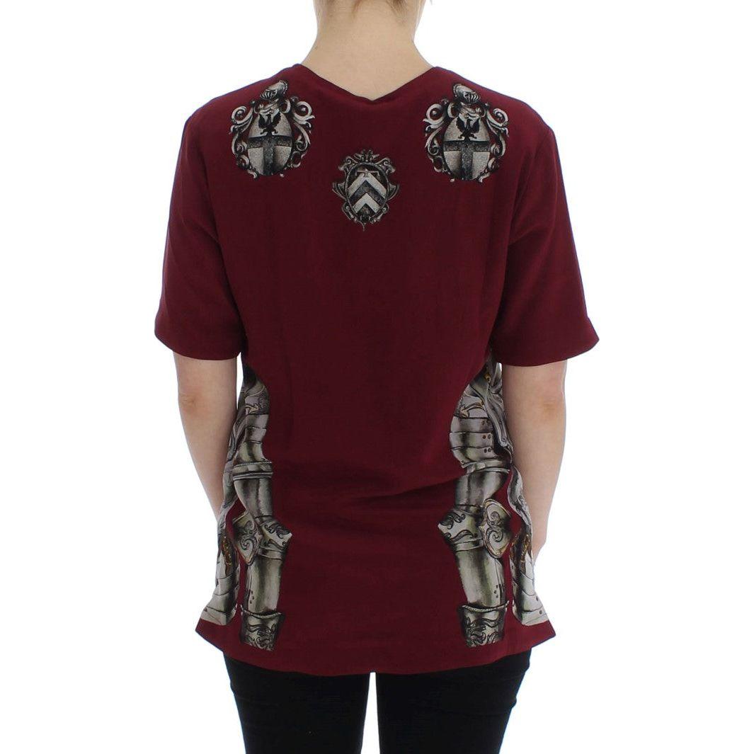Dolce & Gabbana Enchanted Sicily Silk Blouse with Knight Print red-knight-print-silk-blouse-t-shirt