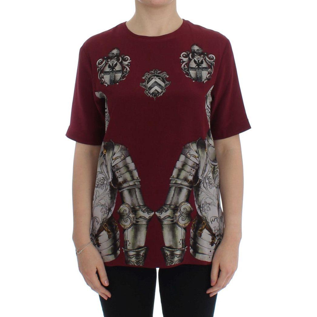 Dolce & Gabbana Enchanted Sicily Silk Blouse with Knight Print red-knight-print-silk-blouse-t-shirt