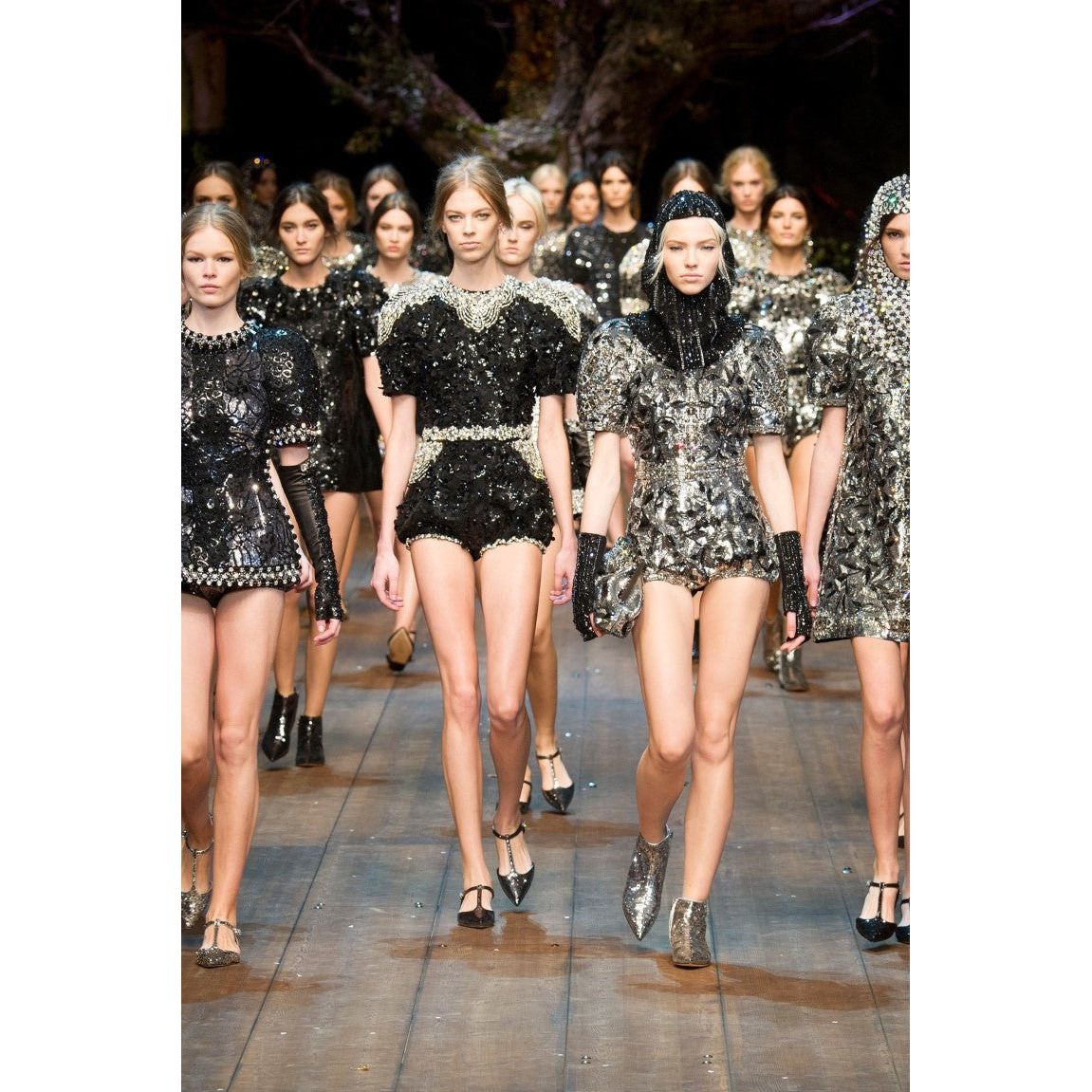Dolce & Gabbana Crystal Embellished Knight Inspired Top black-clear-crystal-runway-blouse-top 62375-black-clear-crystal-runway-blouse-top-1.jpg