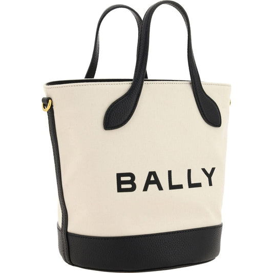 Bally Elegant Monogram Bucket Bag in Black & White white-and-black-leather-bucket-bag