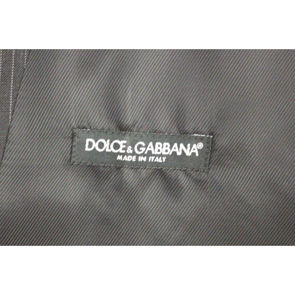 Dolce & Gabbana Elegant Gray Striped Dress Vest gray-striped-wool-single-breasted-vest-1 62677-gray-striped-wool-single-breasted-vest-5-5.jpg