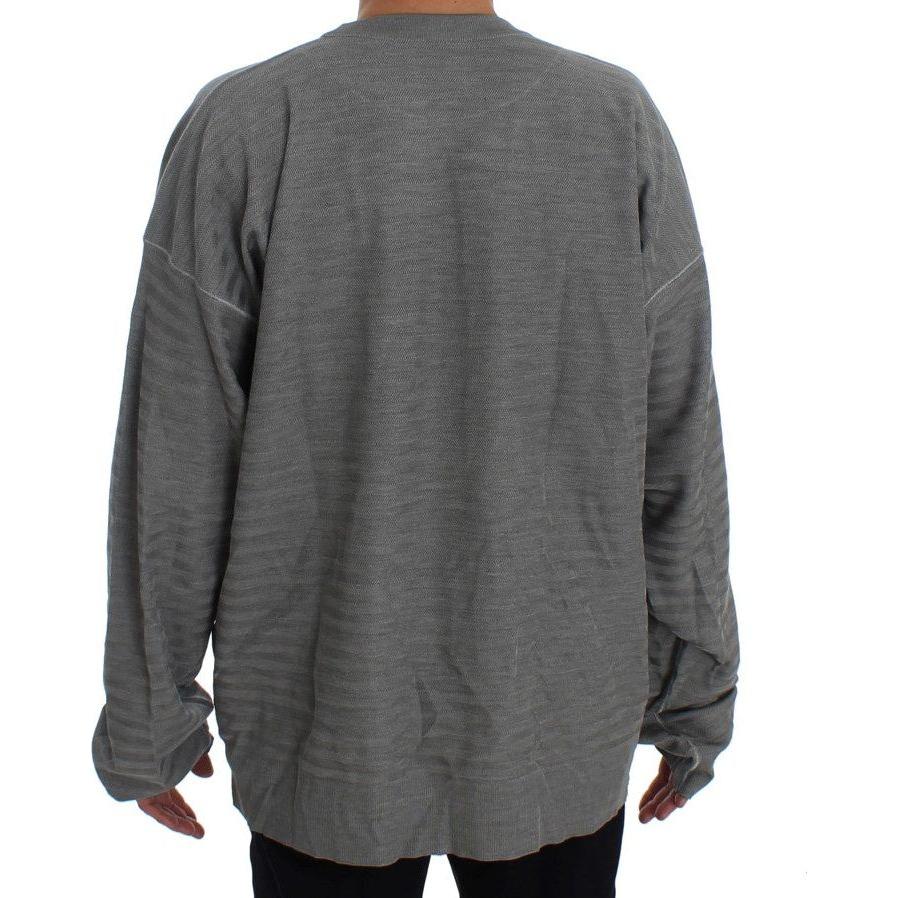Dolce & Gabbana Elegant Gray Silk Crewneck Pullover Sweater gray-crewneck-pullover-silk-sweater 63766-gray-crewneck-pullover-silk-sweater-2.jpg
