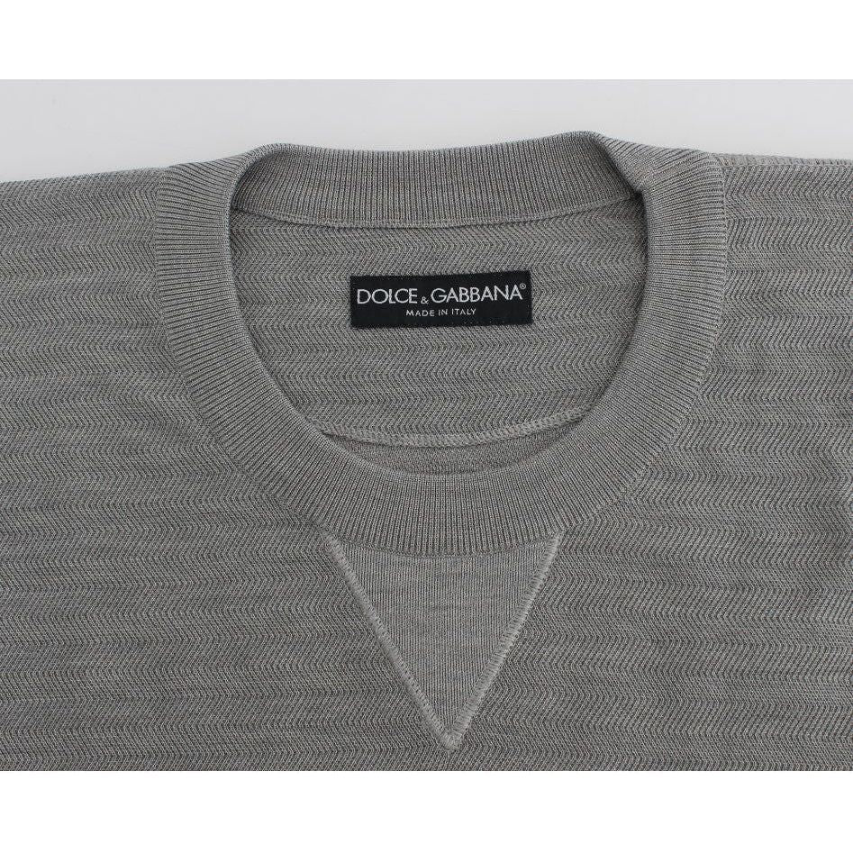 Dolce & Gabbana Elegant Gray Silk Crewneck Pullover Sweater gray-crewneck-pullover-silk-sweater 63766-gray-crewneck-pullover-silk-sweater-4.jpg