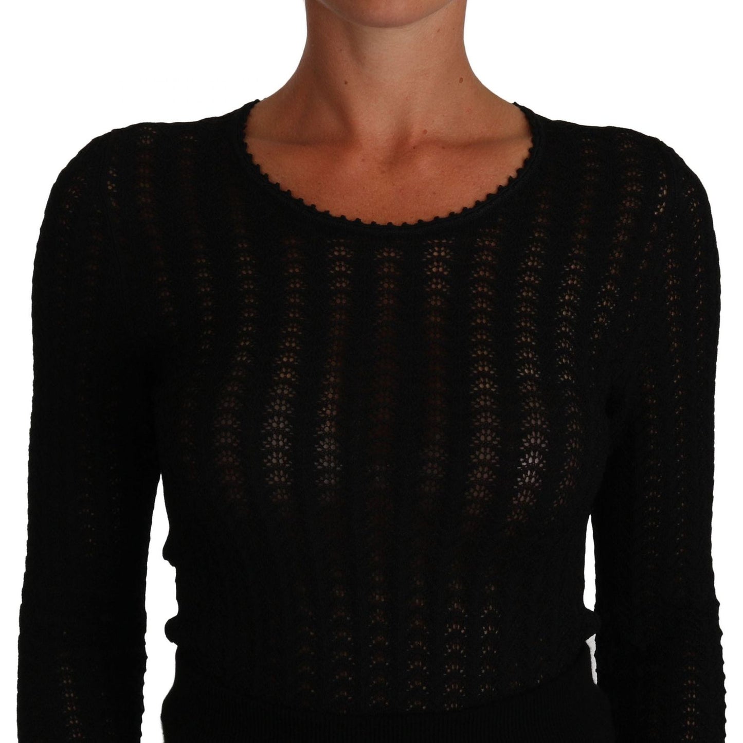 Dolce & Gabbana Elegant Black Knitted Sheath Dress black-knitted-wool-sheath-long-sleeves-dress 637841-black-knitted-wool-sheath-long-sleeves-dress-3.jpg