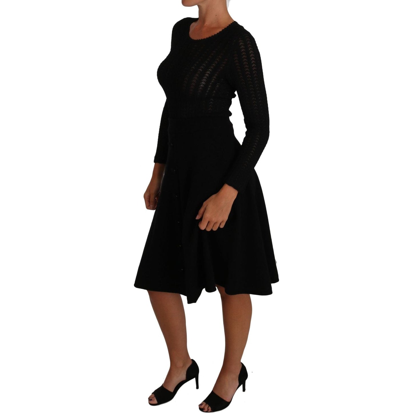 Dolce & Gabbana Elegant Black Knitted Sheath Dress black-knitted-wool-sheath-long-sleeves-dress 637841-black-knitted-wool-sheath-long-sleeves-dress-4.jpg