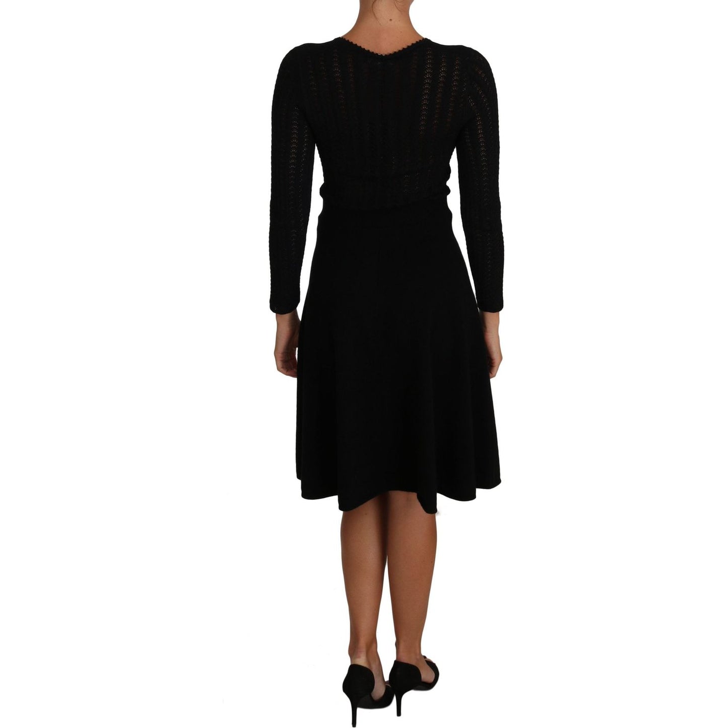 Dolce & Gabbana Elegant Black Knitted Sheath Dress black-knitted-wool-sheath-long-sleeves-dress 637841-black-knitted-wool-sheath-long-sleeves-dress-6.jpg