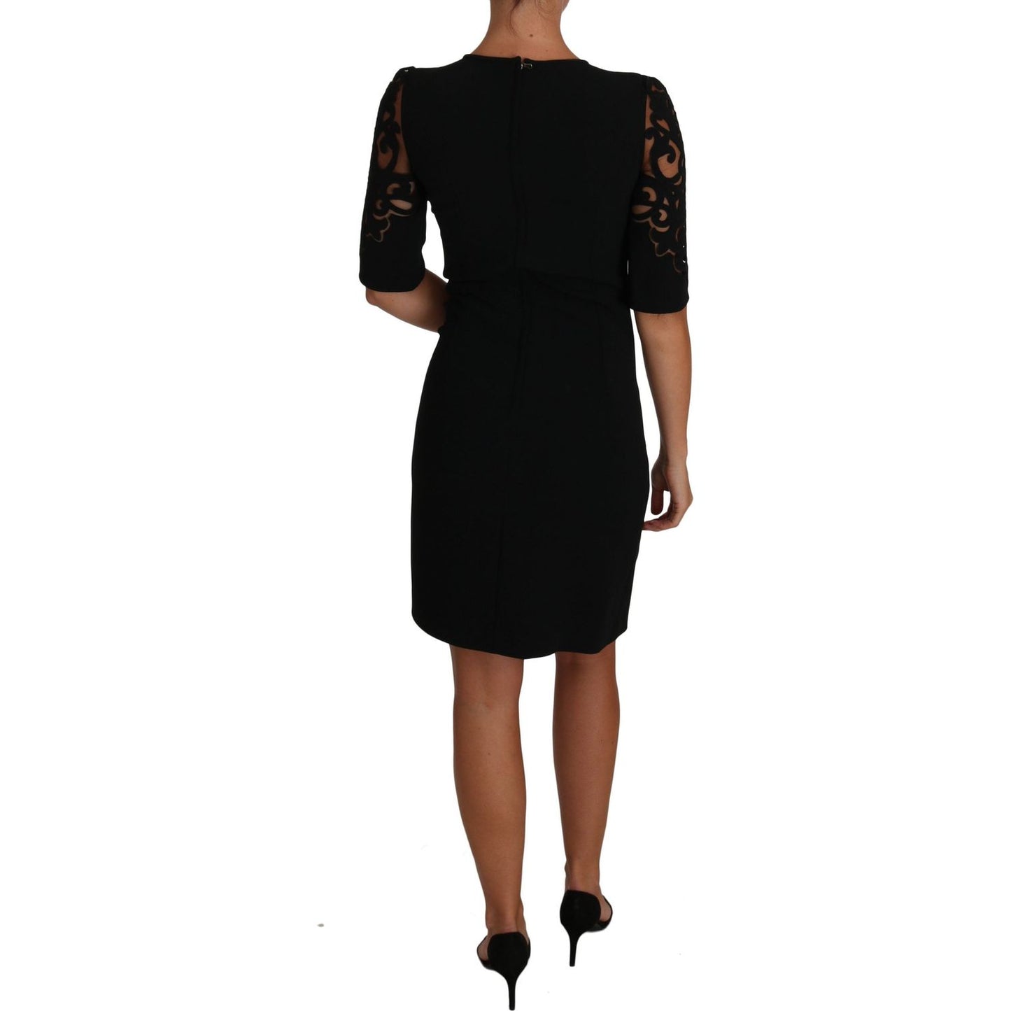 Dolce & Gabbana Elegant Black Cut-Out Detail Dress black-floral-cut-out-pattern-coctail-dress 637879-black-floral-cut-out-pattern-coctail-dress-1.jpg
