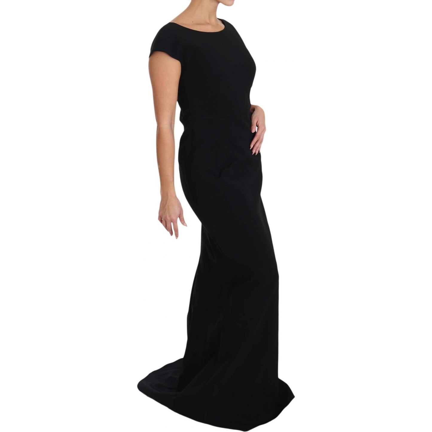 Dolce & Gabbana Elegant Black Maxi Sheath Dress black-stretch-fit-flare-gown-maxi 640030-black-stretch-fit-flare-gown-maxi-3.jpg
