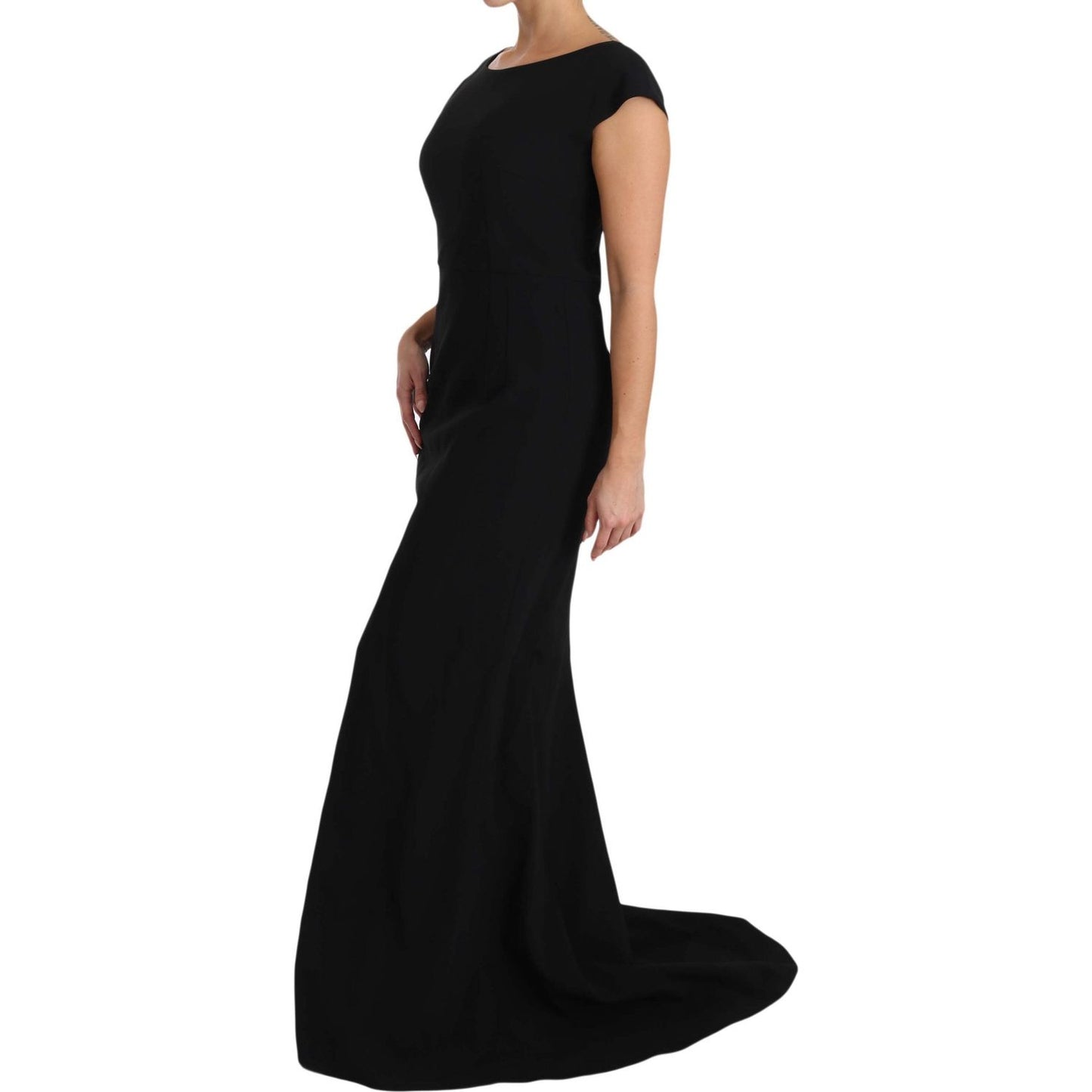 Dolce & Gabbana Elegant Black Maxi Sheath Dress black-stretch-fit-flare-gown-maxi 640030-black-stretch-fit-flare-gown-maxi-4.jpg